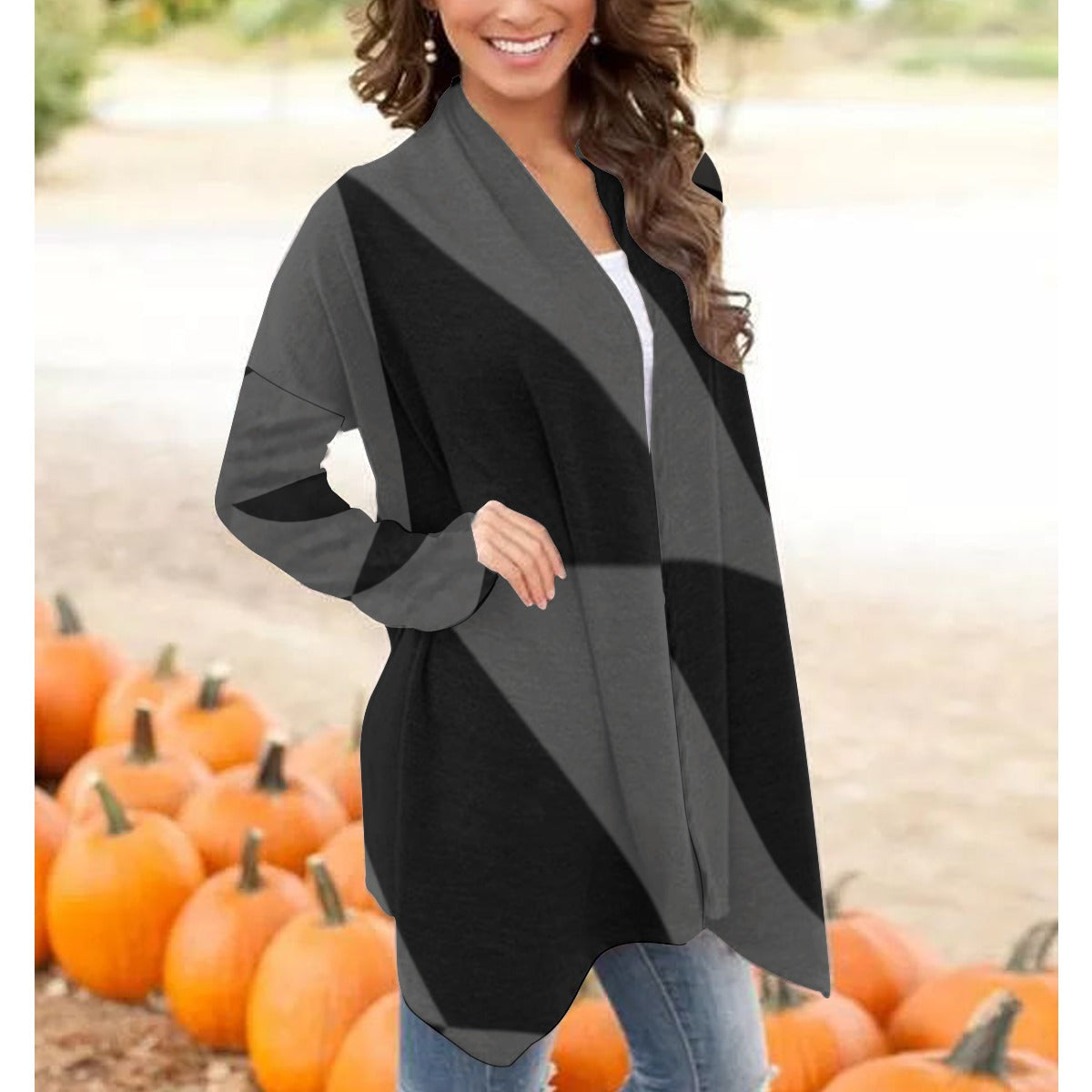 Zorro Gray and Black Women's Cardigan With Long Sleeve