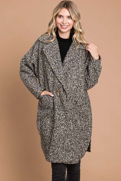 The Reese Coat | Culture Code Full Size Lapel Collar Double Breast Teddy Coat