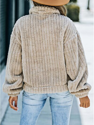 Fab Fab Fuzzy Button Up Collared Neck Jacket