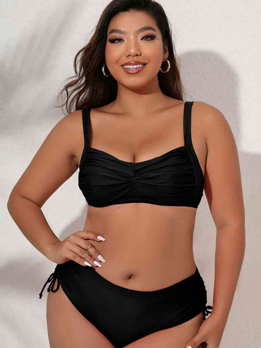 The Katrina Swim Set | Plus Size Twist Front Tied Bikini Set