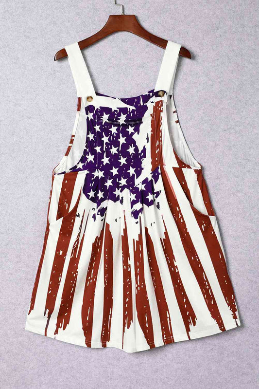 Pocketed Wide Strap Overall US Flag Patriot