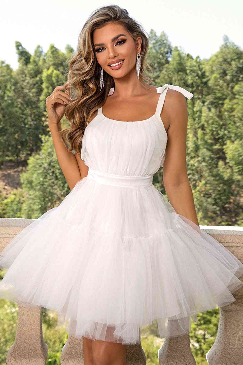 Tilly’s Tie-Shoulder Mesh Dress Prom Dress | Homecoming Dress | Debutante Dress